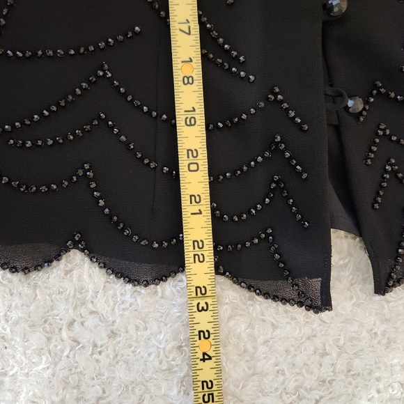 Vintage JR Nites Sheer Wide Leg Black High Waist Asymmetrical Pantsuit with Slit - Picture 14 of 14